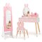 Costway Kids Vanity Set Princess Makeup Dressing Table and Chair Set with Jewelry Armoire White/Pink